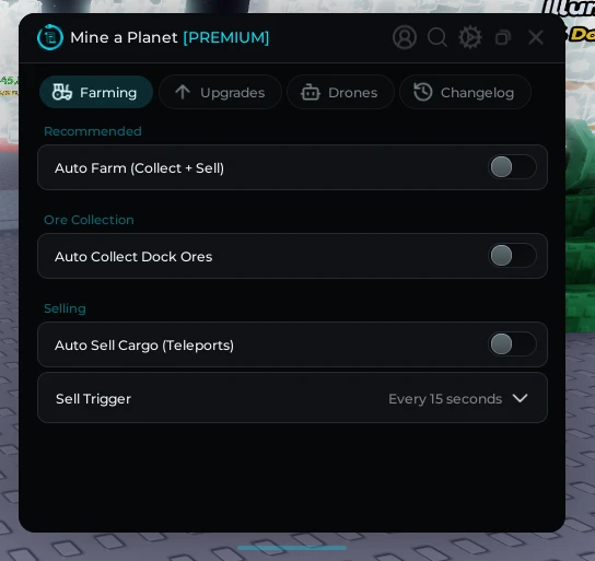 Reverb Hub controls for Mine a Planet