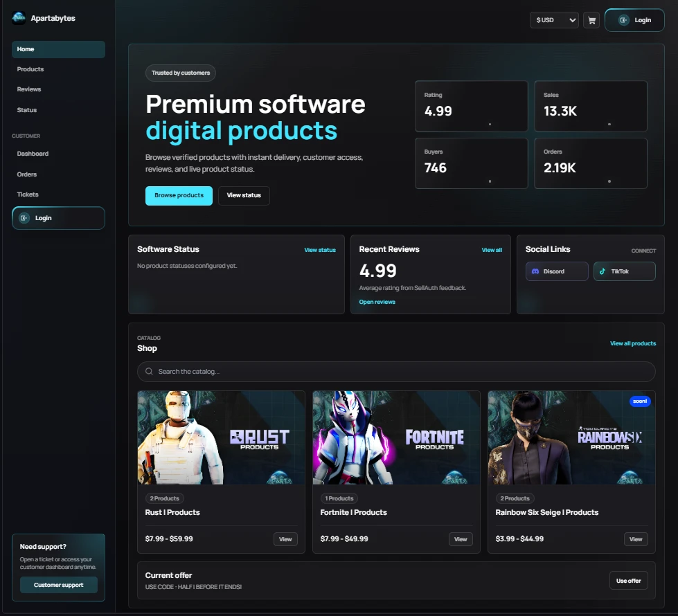 Sellauth Software V1 Template